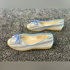 UGG Marleigh Serape Espadrille Open Toe Flats Blue SZ 7.5